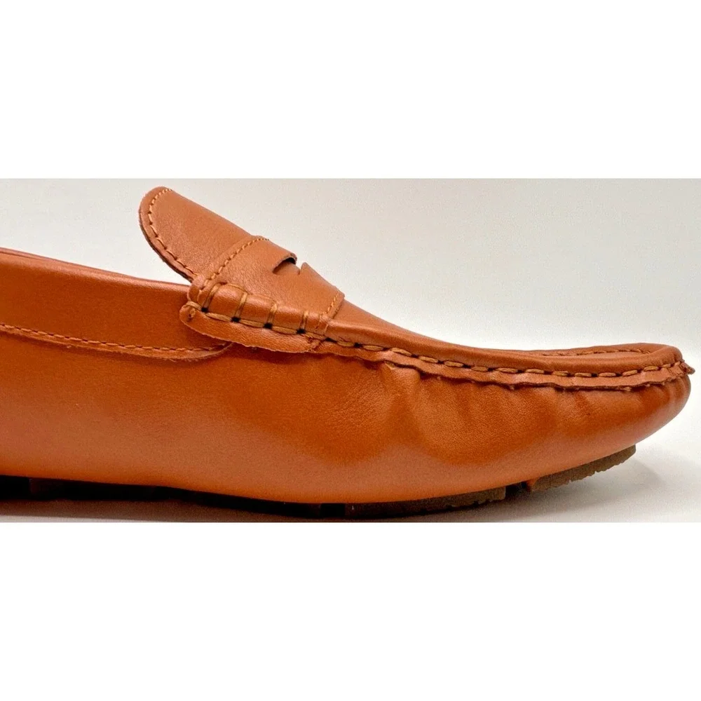 Jousen Milan Men's Penny Loafers Tan Slip On Driving Shoes Casual Size 8